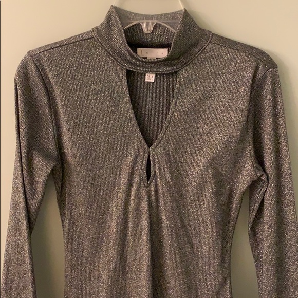 Leith Silver metallic Bodysuit Long Sleeve Keyhole - Picture 6 of 6